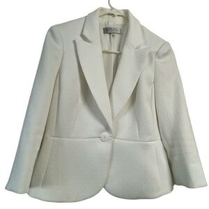 KASPER Jacket Suit White Party Jacket Wedding Party Event Size 4 EUC #6066